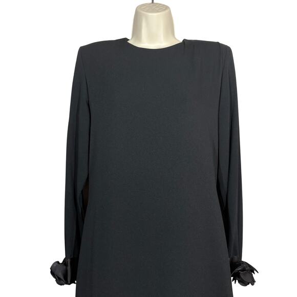 Vintage Victor Costa Ribbon Trim Sheath Dress Black Event Flower Applique Trim M - Picture 2 of 12